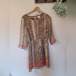 Esely Snake Print Orange Dress Size Small